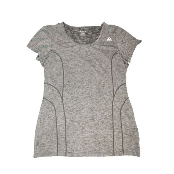 Reebok‎ Womens Athletic Tee Size Small Gray Space Dye Fitted Short Sleeve Top - Picture 1 of 4